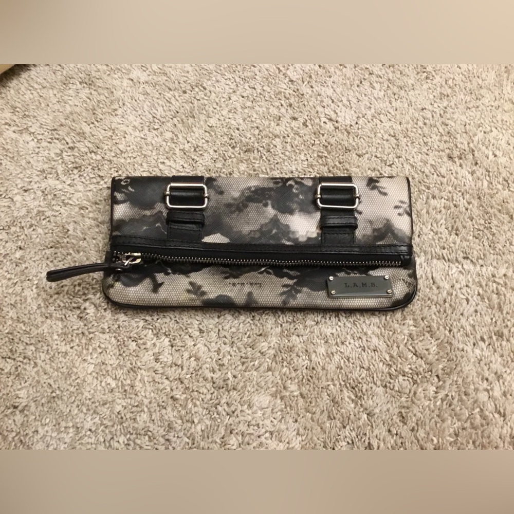 L.A.M.B. Black and Gray Patterned Clutch